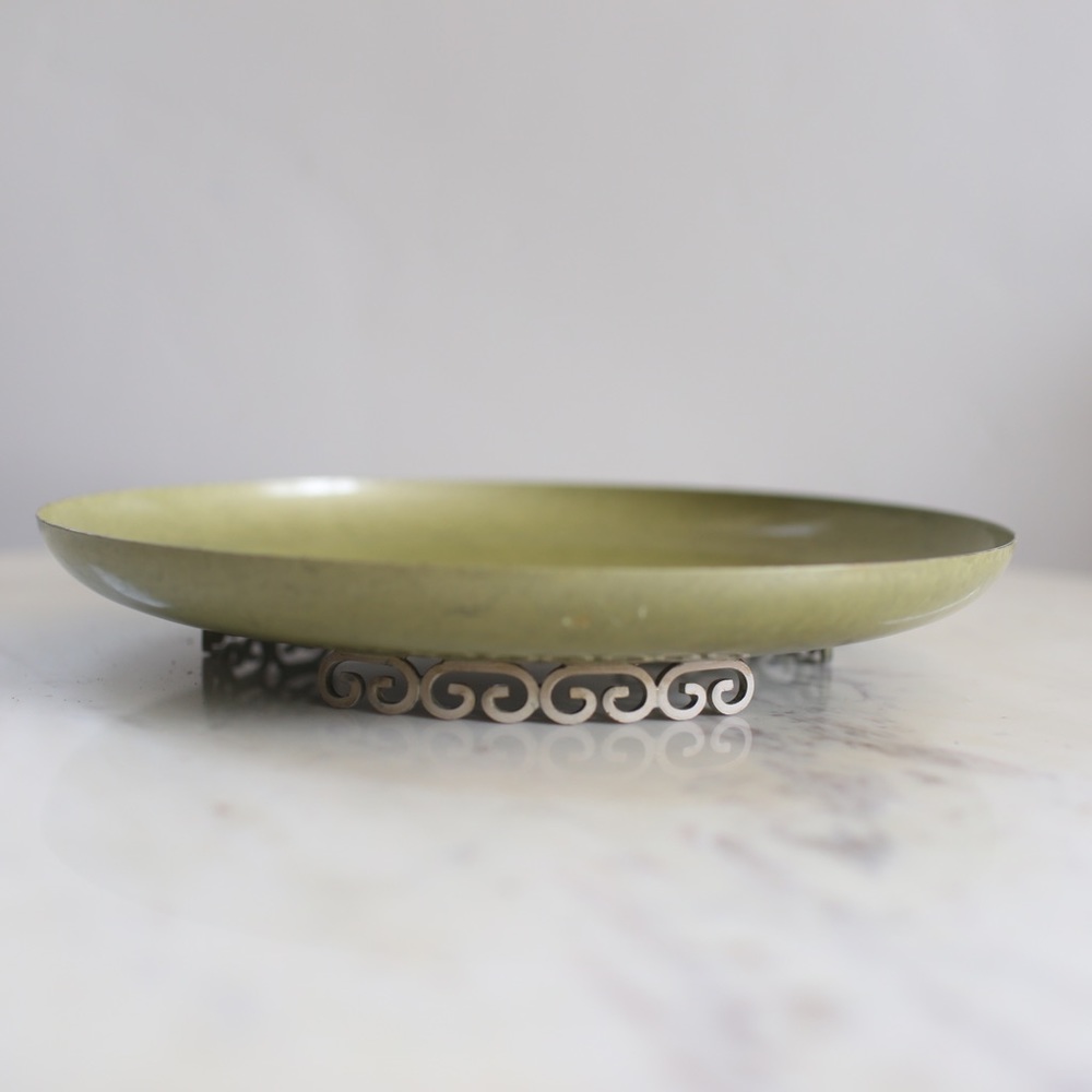 Vintage retro green metal tray